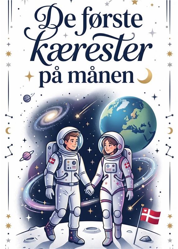 Kærlighed under stjernerne - Rumfartsskønhed - Oplev den magiske kærlighed mellem de første kærester på månen med denne fantastiske plakat. Den farverige illustration fanger fantasien og gør ethvert rum til et eventyrligt sted for drømme.