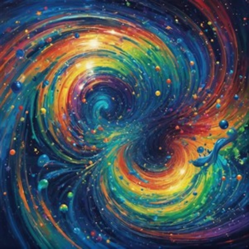 Farverig Galakse Vortex V2 - Oplev den betagende skønhed af et galaktisk vortex fyldt med livlige farver og stjerner. Denne illustration bringer et stykke af universet ind i dit hjem og skaber en inspirerende atmosfære.