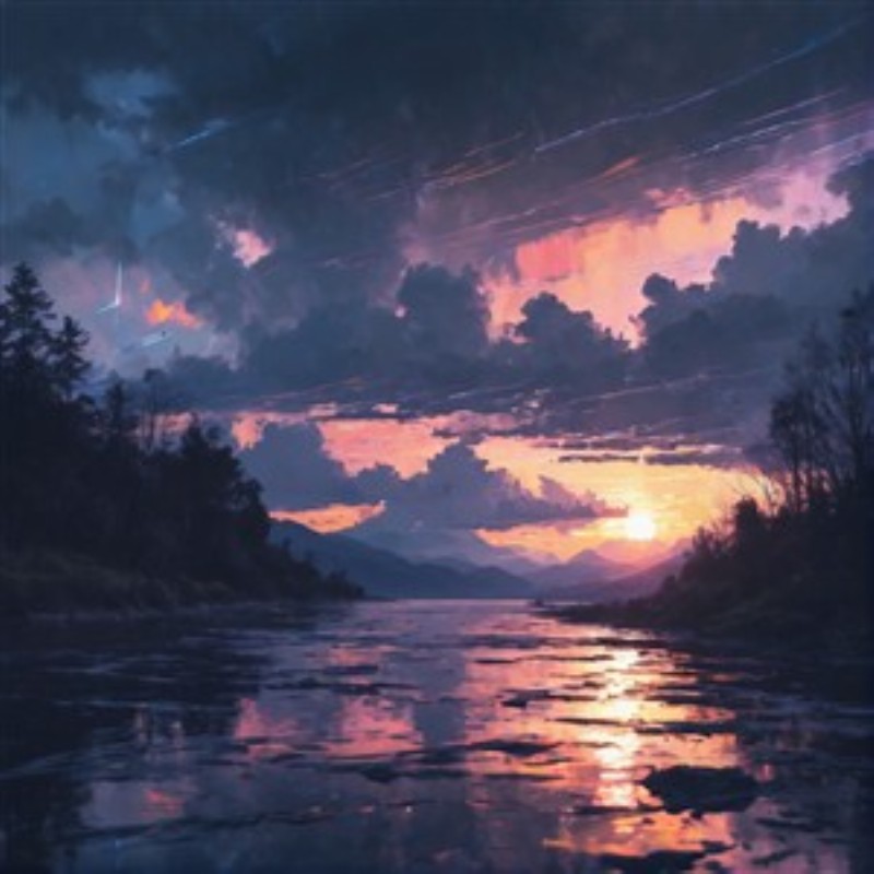 Magisk solnedgang over stille vand - Oplev den betagende skønhed af en solnedgang, der farver himlen i dybe nuancer og spejler sig i rolige vande. Dette maleriske landskab skaber en fredfyldt atmosfære, perfekt til at invitere naturens skønhed ind i dit hjem.