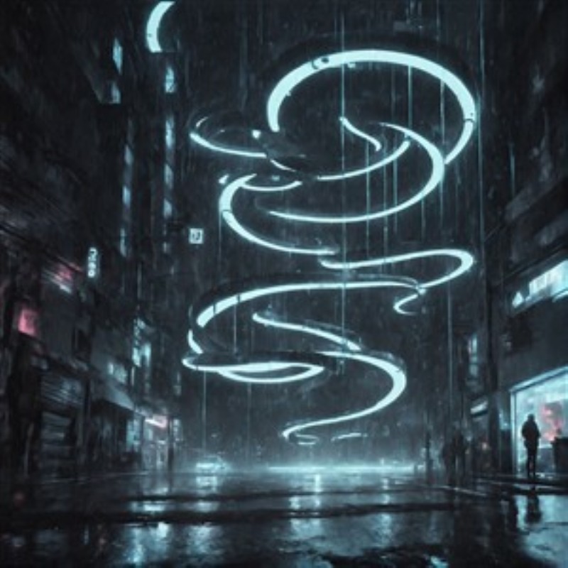 Neonlys i Dystopisk Regnvejr - Oplev det futuristiske bylandskab, hvor neonlys skaber en drømmende atmosfære under regnen. Dette kunstværk fanger den mystiske skønhed i en dystopisk verden og tilføjer en unik stemning til dit hjem.