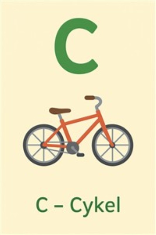 Cykel - Legende Illustration til Børneværelset - Forvandl dit børneværelse med denne farverige illustration af bogstavet C og en sjov cykel. Den vil inspirere til leg og læring, samtidig med at den tilføjer liv til rummet.