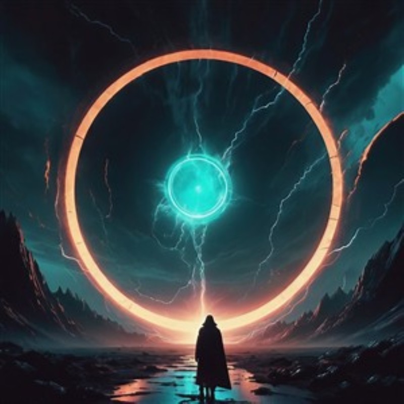 Mysteriets Kosmiske Portal - Træd ind i en verden af forundring med denne betagende plakat, der viser en magisk portal oplyst af lyn og kosmisk energi. Det perfekte element til at vække nysgerrigheden i ethvert rum.