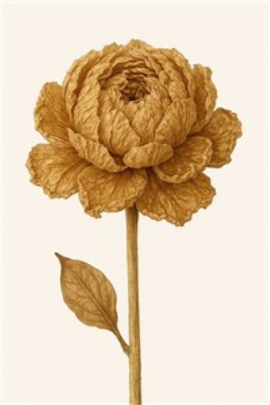 Lysende Blomst i Varme Nuancer - Oplev skønheden i denne detaljerede illustration af en blomst i varme brune nuancer. Den elegante stil tilfører ethvert rum en følelse af ro og stil.