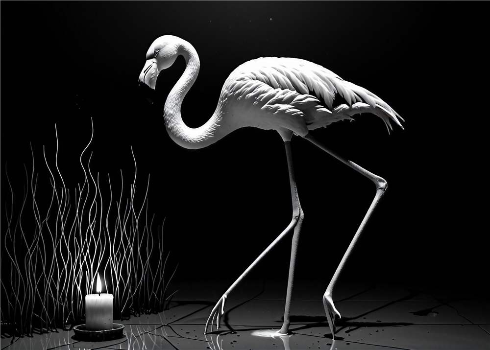 Monokrom Flamingo med Stemning plakat
