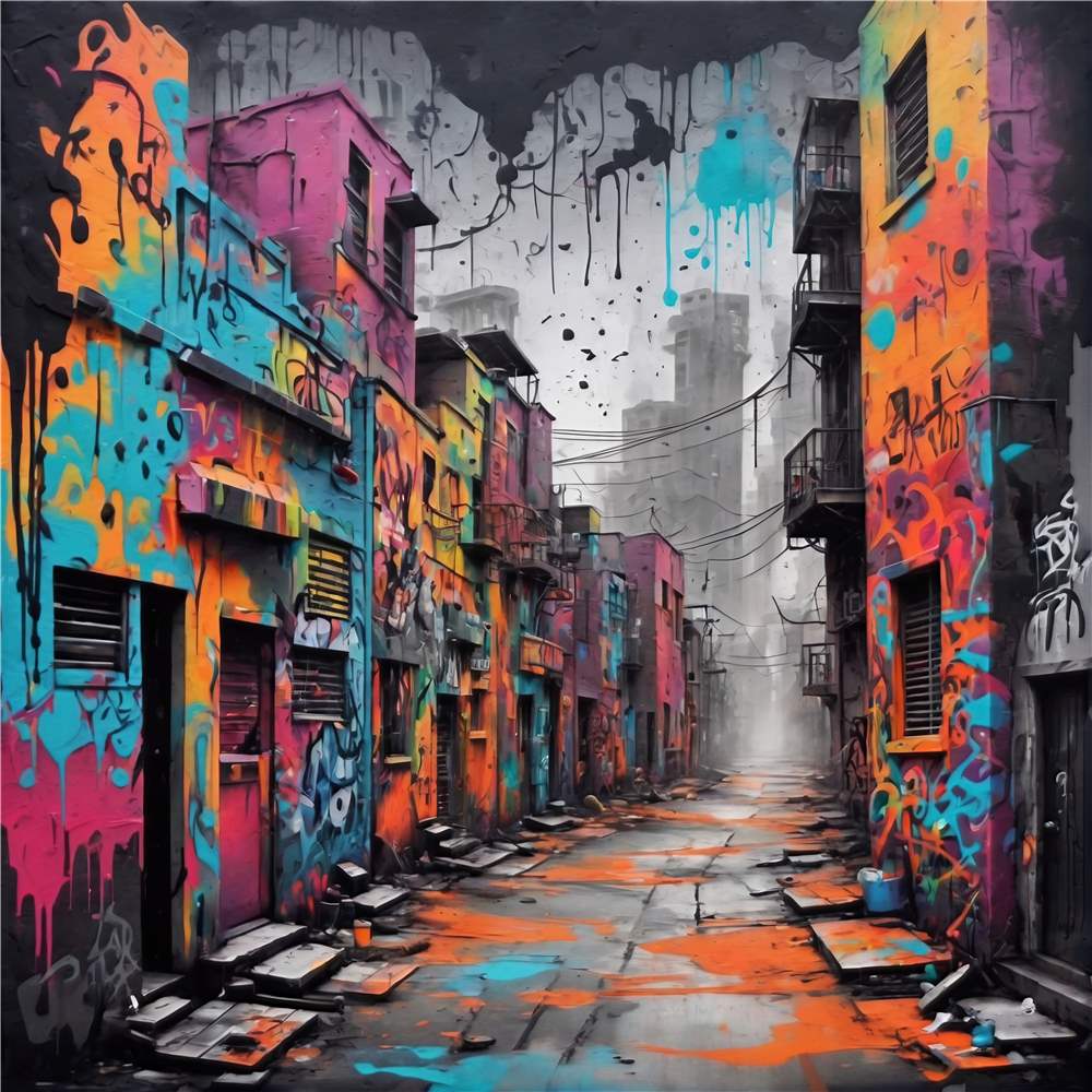 Vibrerende Graffiti i Urban Atmosfære plakat