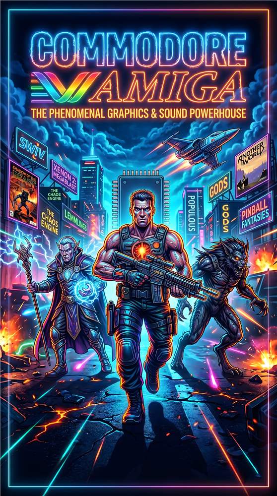 Commodore Amiga: En Grafisk og Lydmæssig Revolution plakat