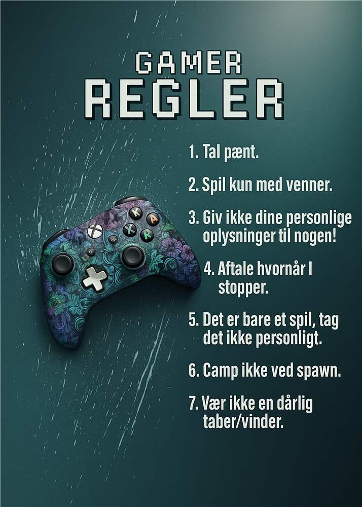 Regler for Fair Play i Gaming plakat
