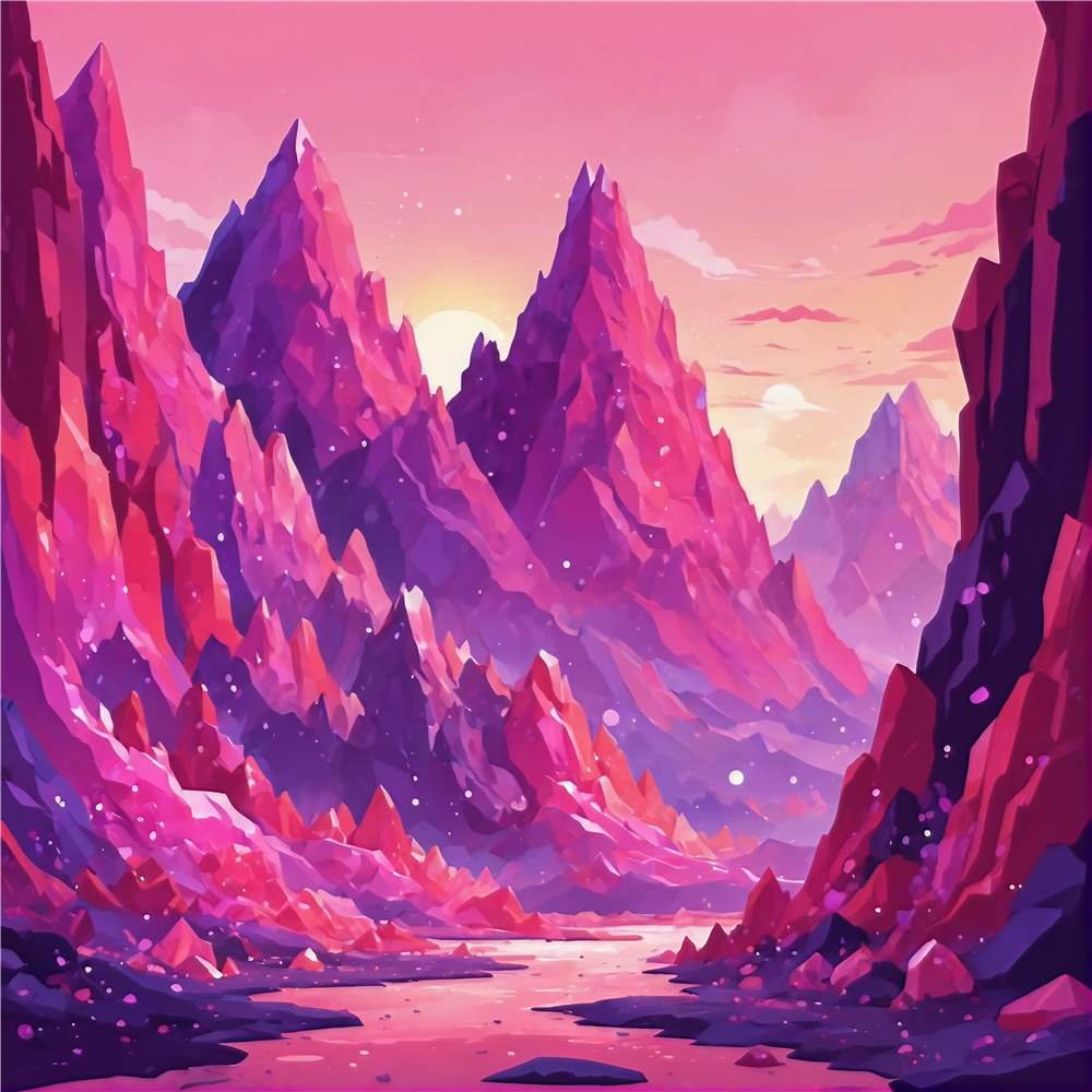 Drømmeagtige Pink Bjerge plakat