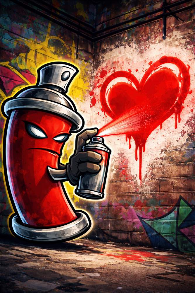 Graffiti Hjerte: Spraymaling med Stil plakat
