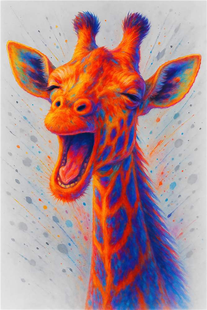 Glædefuld Giraff i Strålende Farver plakat