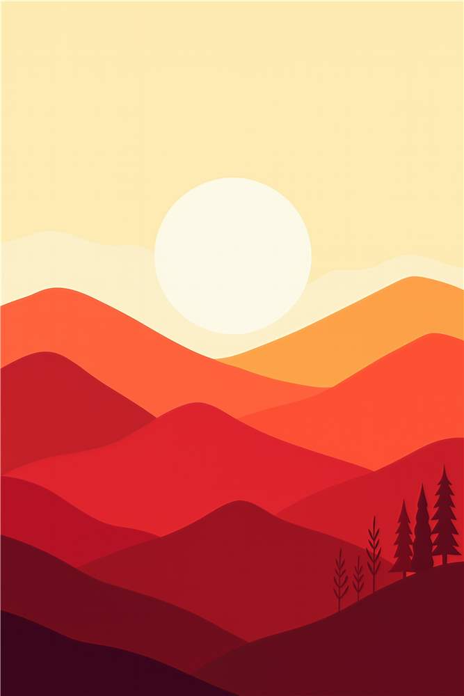 Magisk solnedgang over bjerge plakat