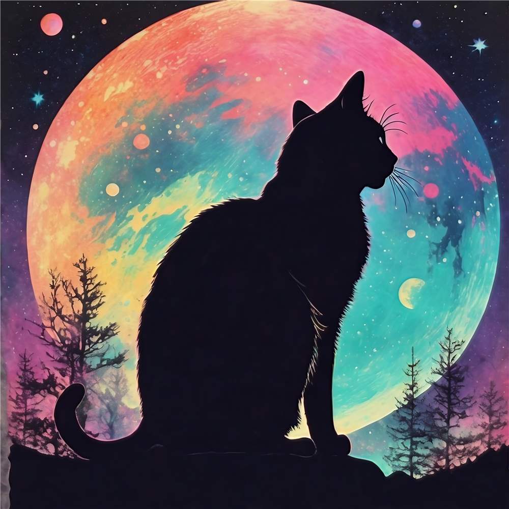 Kattens Mystik: Silhuet mod Universet plakat