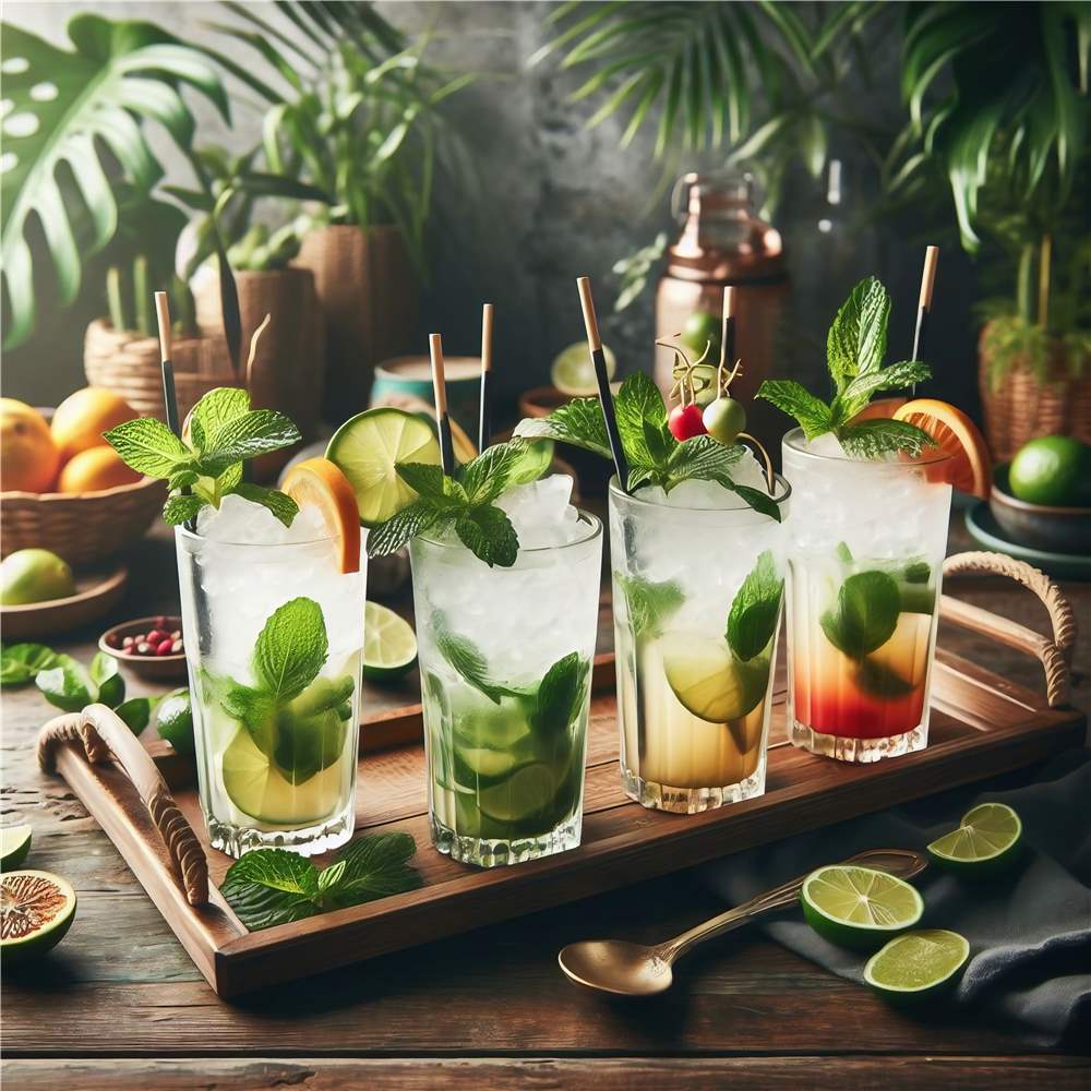 Frisk Mojito Med Farverige Smagsvarianter plakat