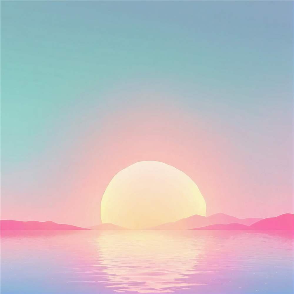 Drømmende solnedgang over stille vand plakat