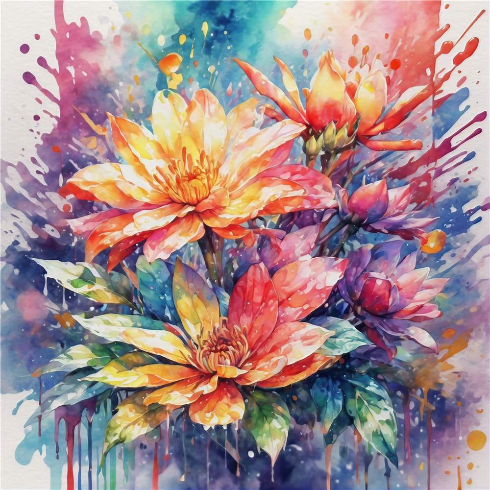 Farverig Blomsterpragt i Akvarel plakat