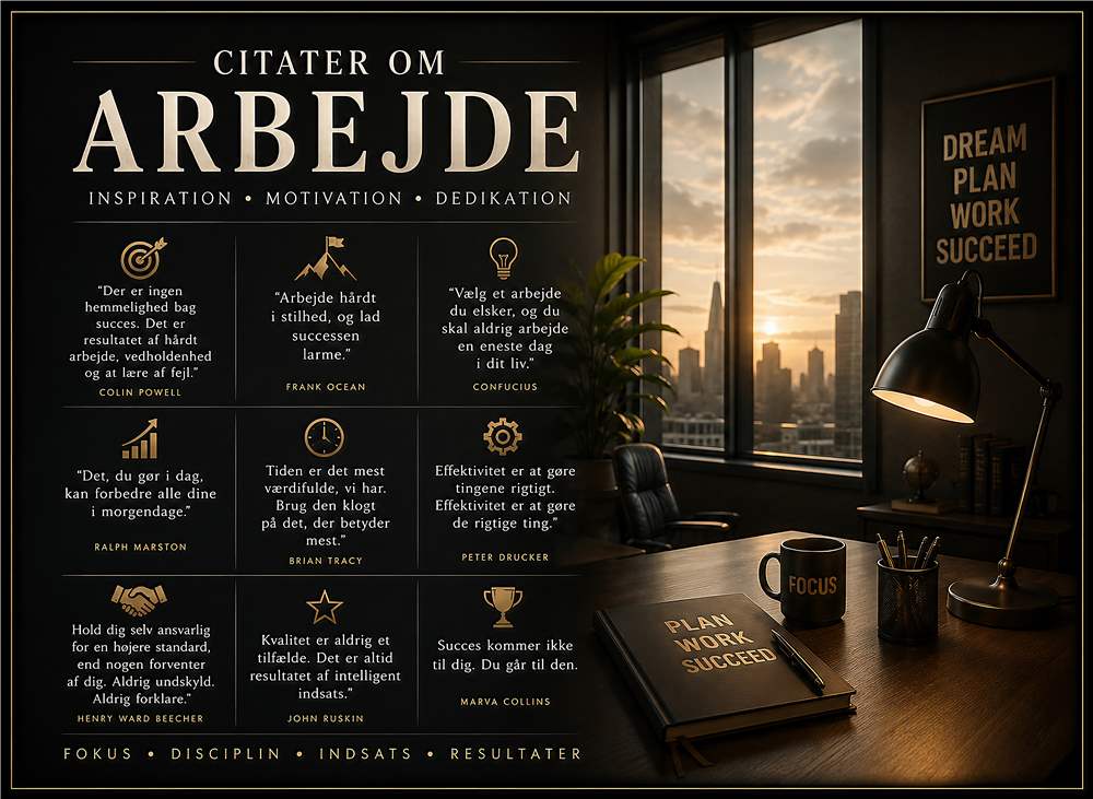 Motiverende Citater om Arbejde til Kontoret plakat