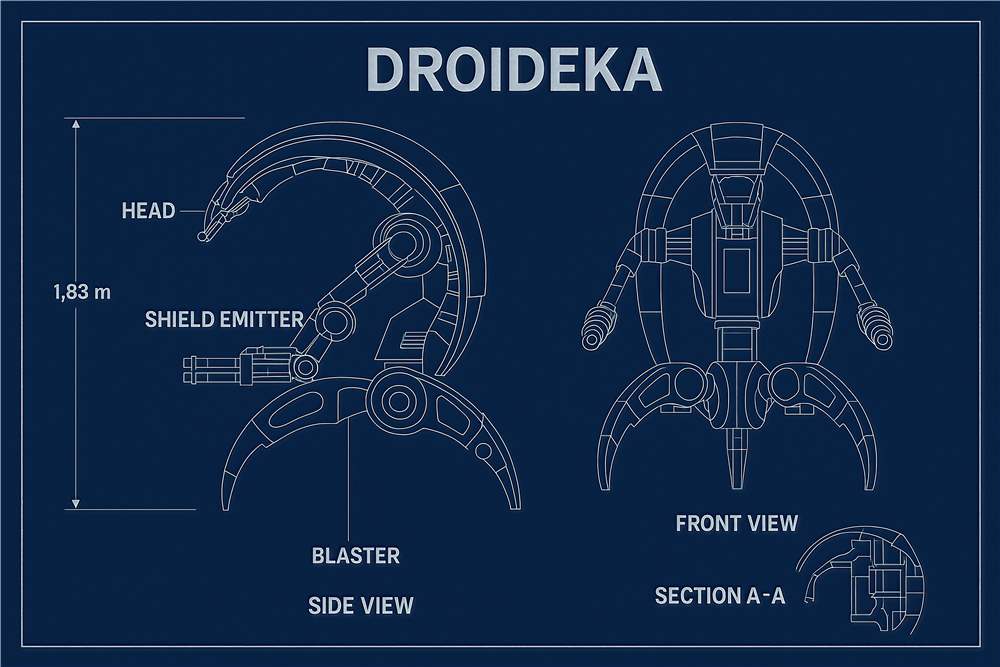 Droidka: Teknisk Kunstværk med Detaljer plakat