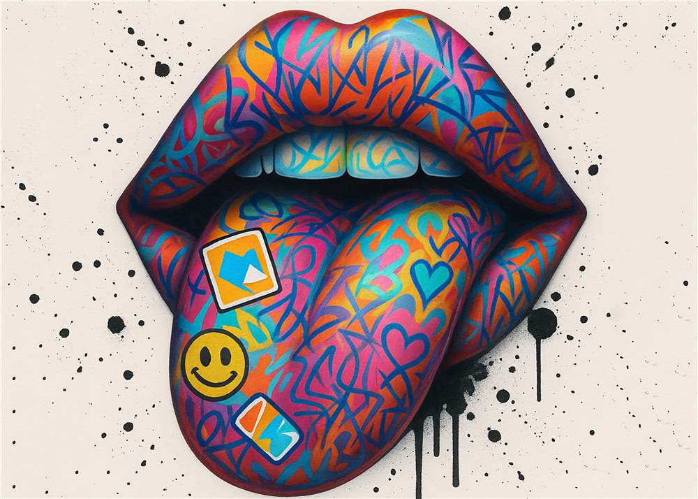 Farverig Mundkunst med Emojis plakat