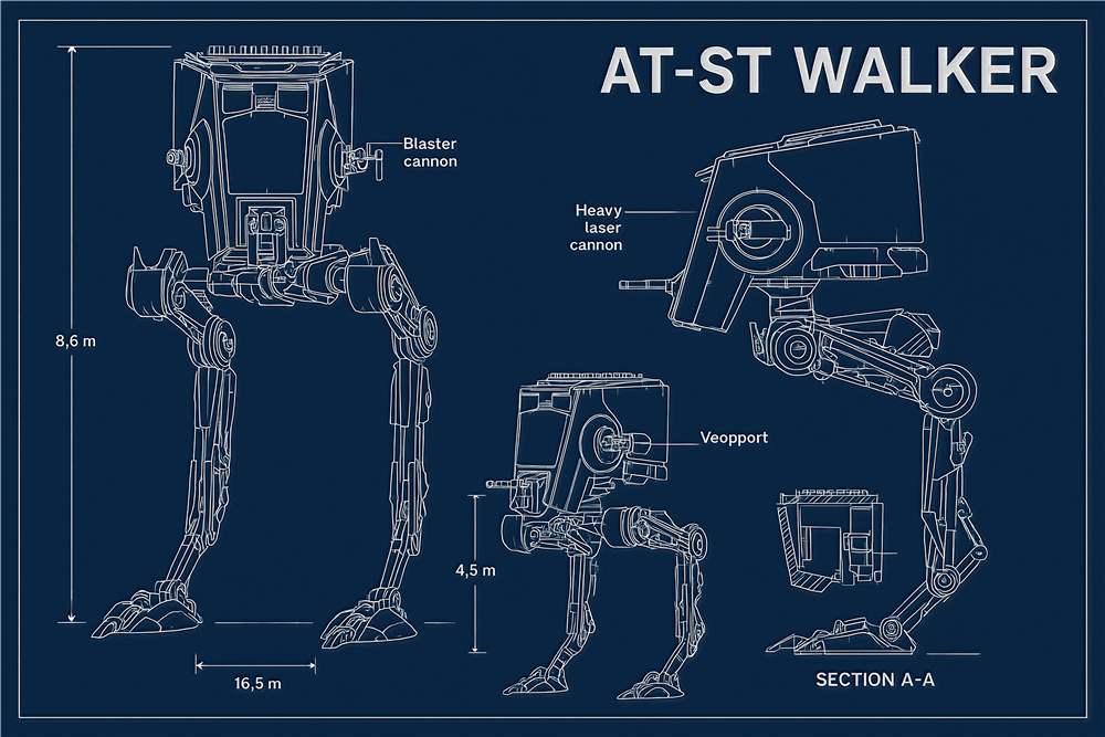 AT-ST Walker Teknisk Skitse plakat