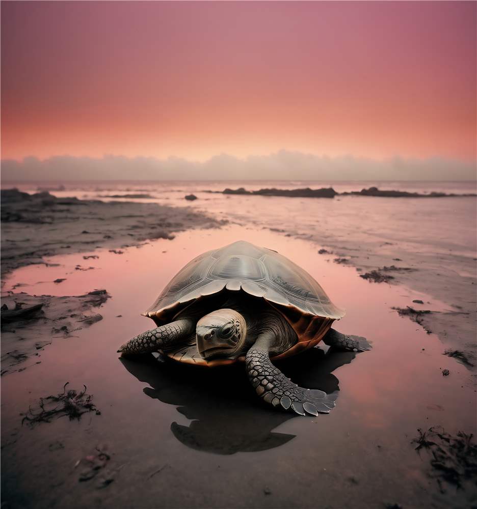 Skildpadde i solnedgangsdrømme plakat