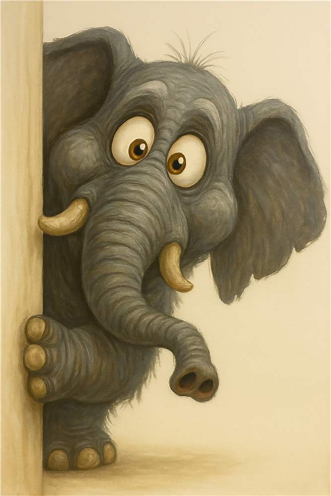 Sød Elefant med Nysgerrige Øjne plakat