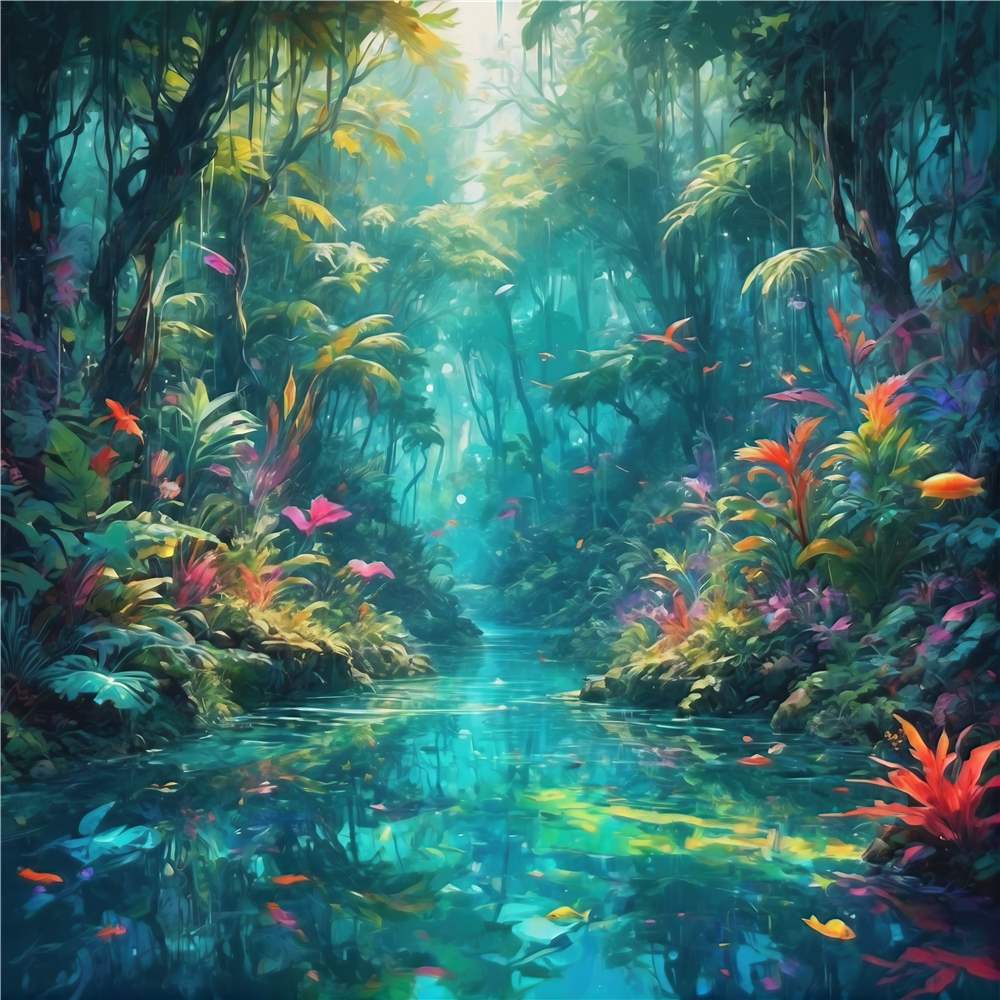 Magisk Jungleoplevelse med Klart Vand plakat