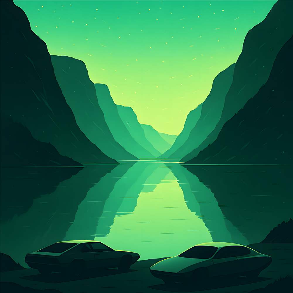 Drømmede Grønne Bjerge og Rolig Refleksion plakat