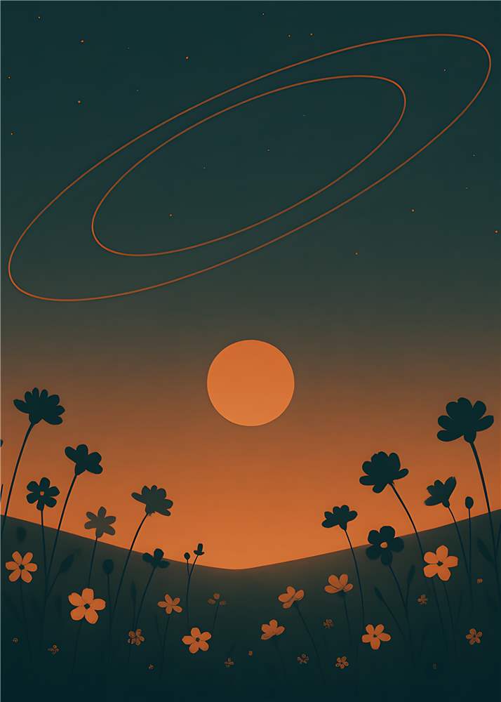 Magisk Solnedgang med Planeter plakat
