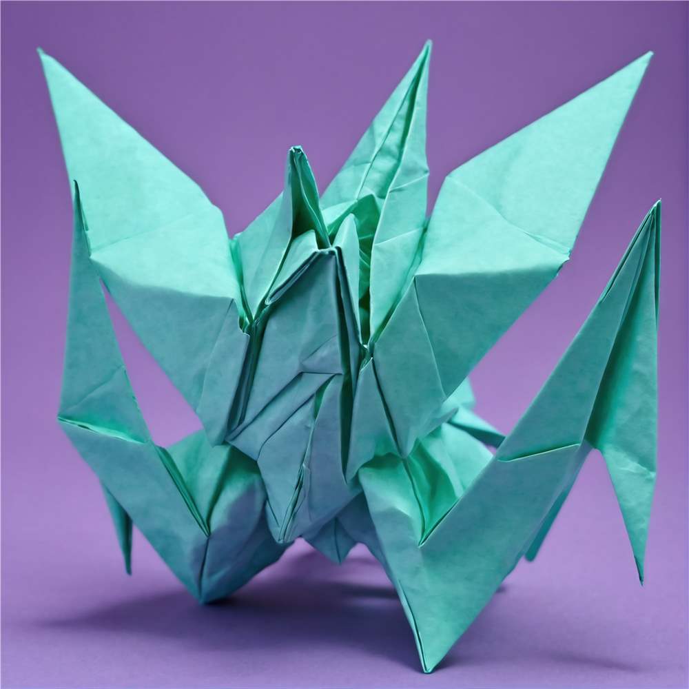 Farverig Origami i Turkis - En Skulpturel Kunstværk plakat