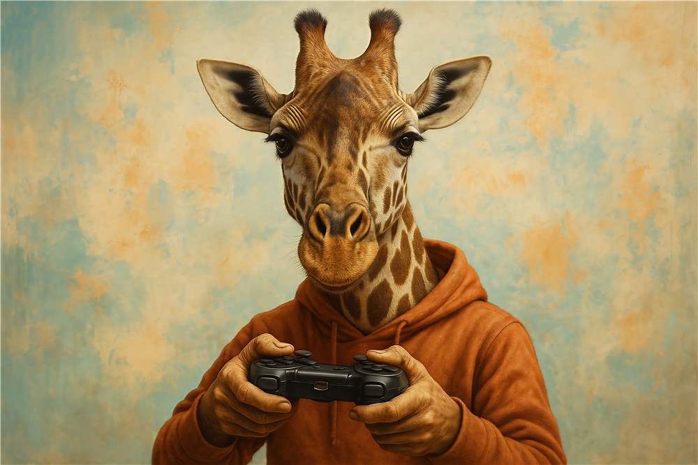 Giraffe Gamer i Hoodie plakat