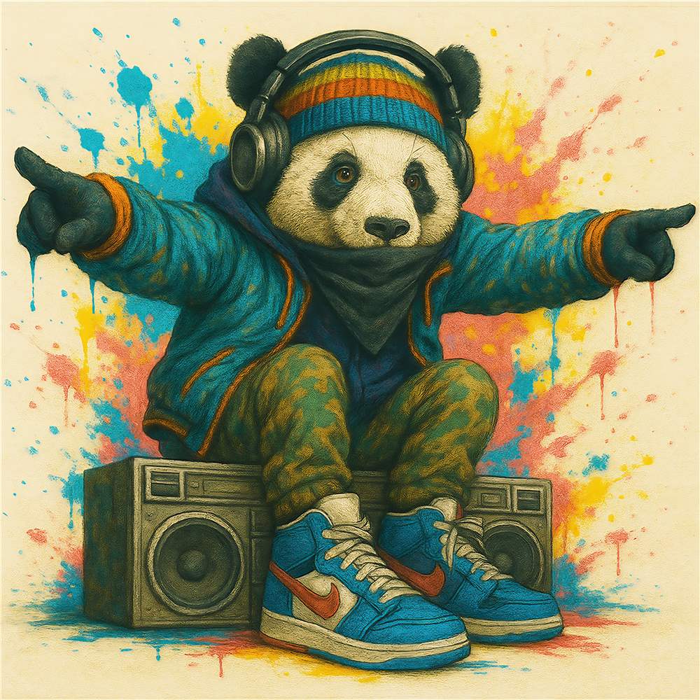 Cool Hip Hop Panda med Beats plakat
