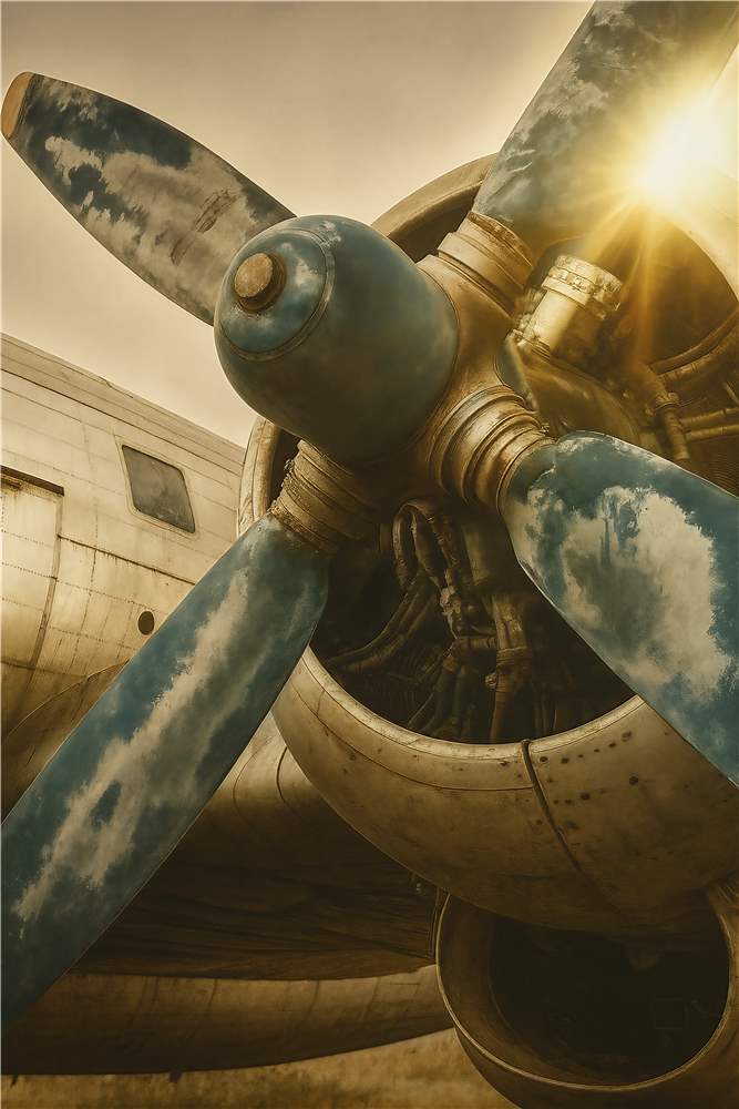 Klassisk Flymotor med Slidte Blade plakat