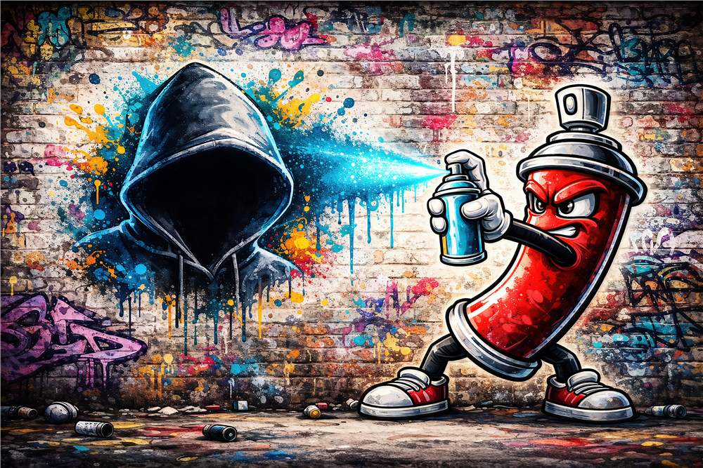 Farverig Graffiti Kamp: Kreativitet i Aktion plakat
