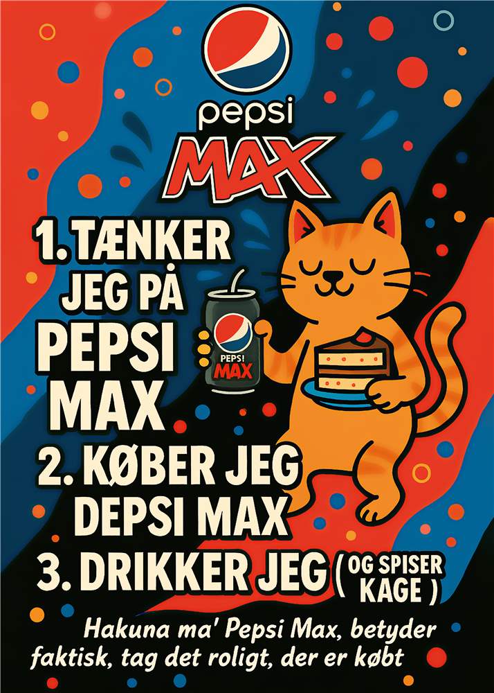 Pepsi Max Kat – Farverig og sjov reklamekunst plakat