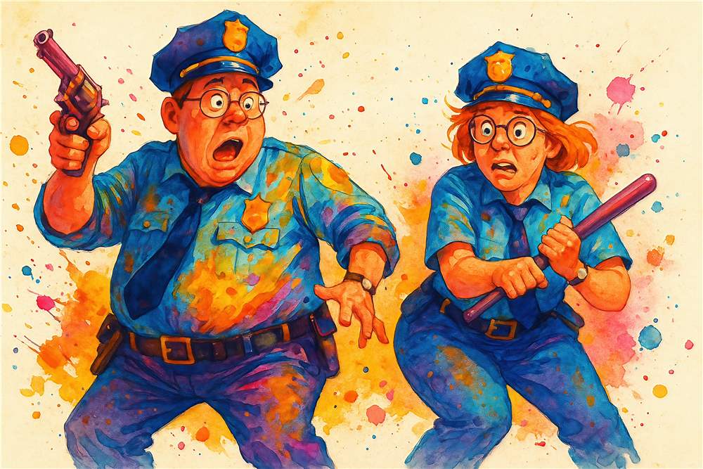 Farverig Politihandling - Overraskende Øjeblikke plakat