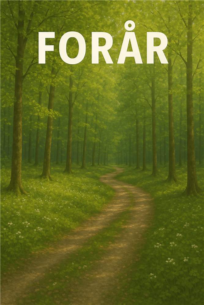 Frodig Skovsti i Forårslys plakat