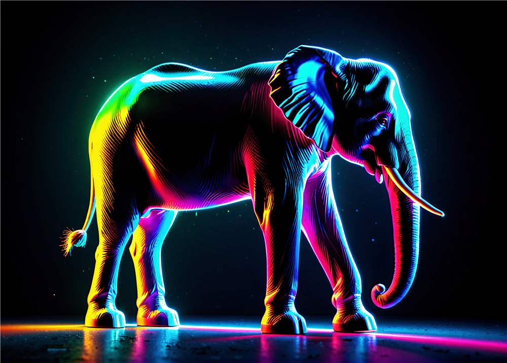 Neon Elefant: En Futuristisk Oase plakat