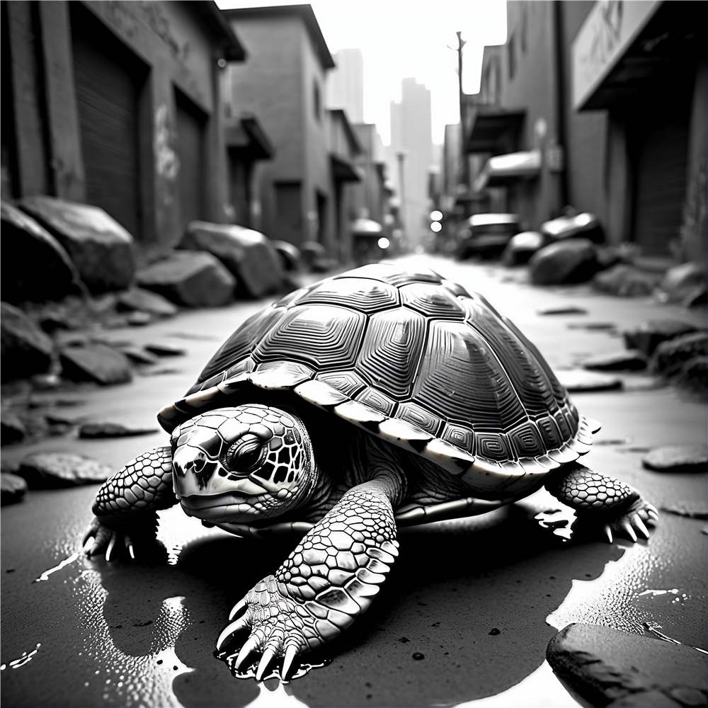 Sorte Skildpadde i Urban Oase plakat