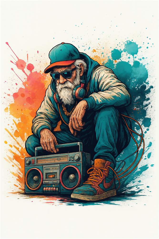 Hip-Hop Mester med Boombox plakat
