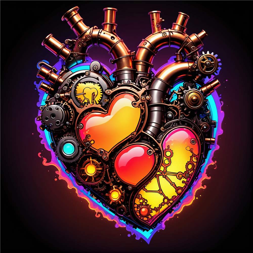 Kreativt Steampunk Hjerte med Gear plakat