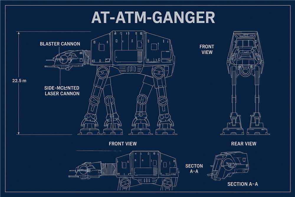 AT-ATM-Ganger Teknisk Skitse plakat