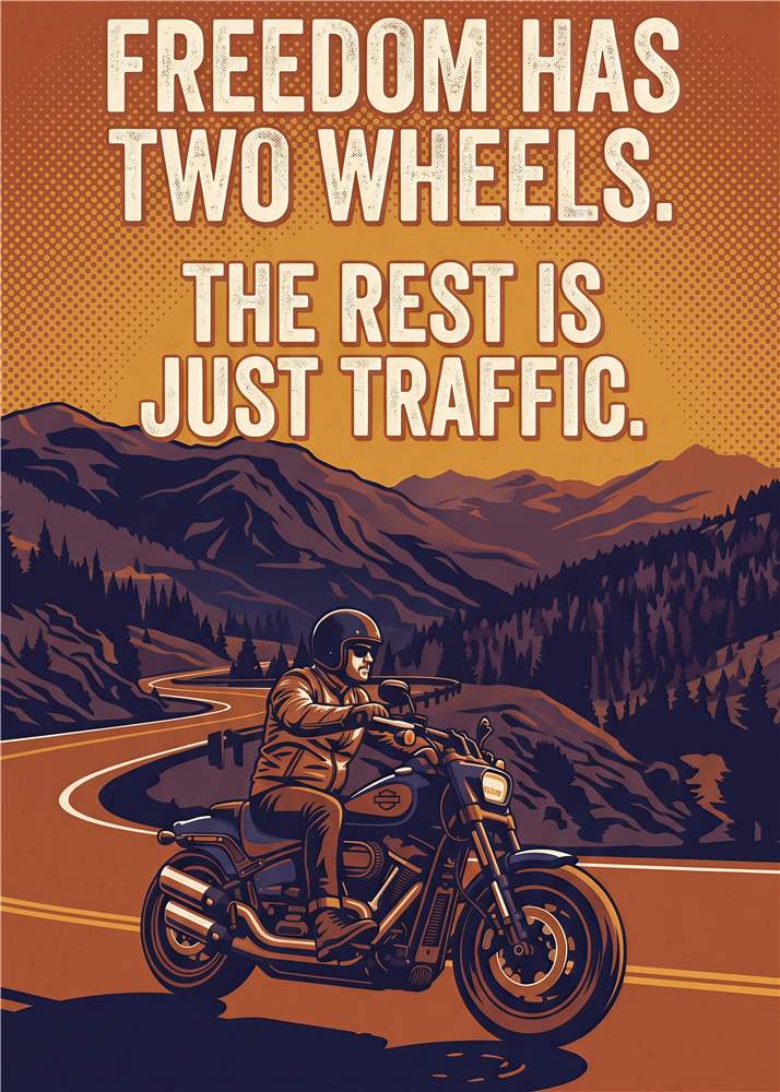 Frihed på To Hjul: Motivet til Motorcykelentusiasten plakat