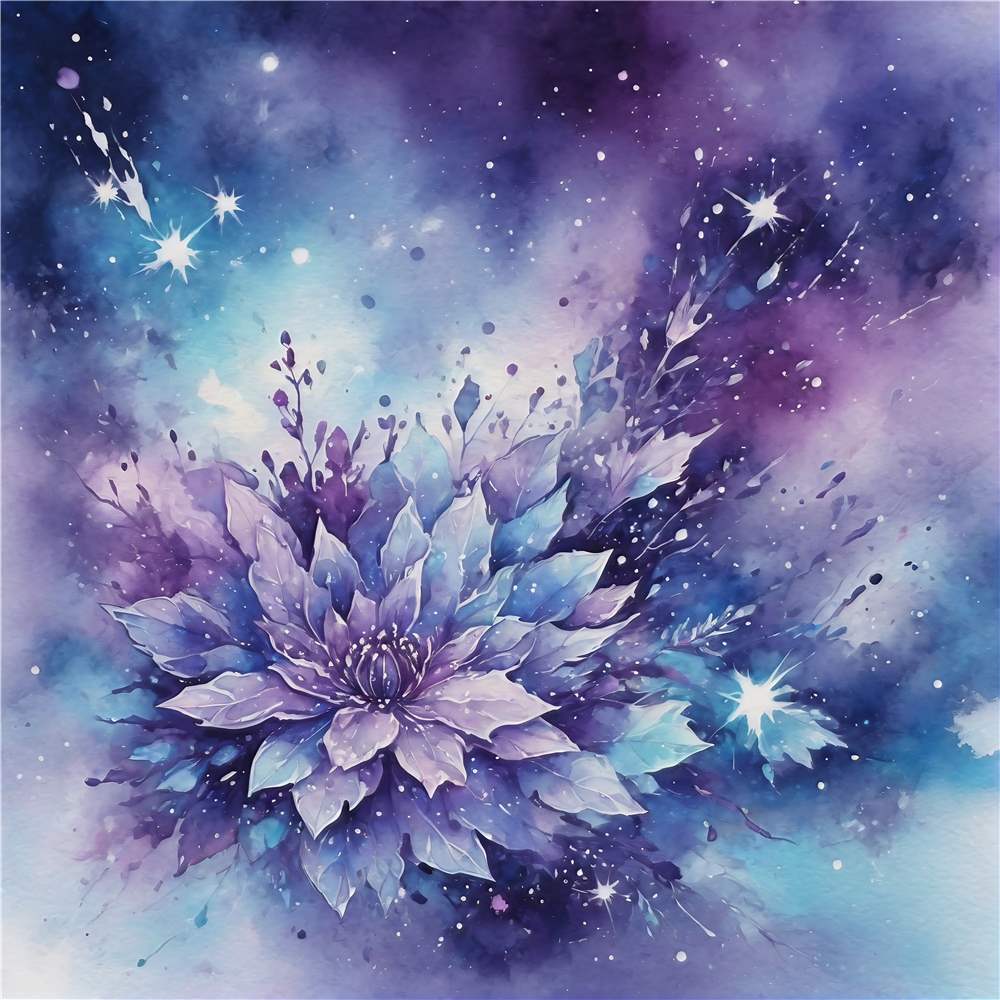 Galaktisk Blomsterdrøm i Lilla Nuancer plakat