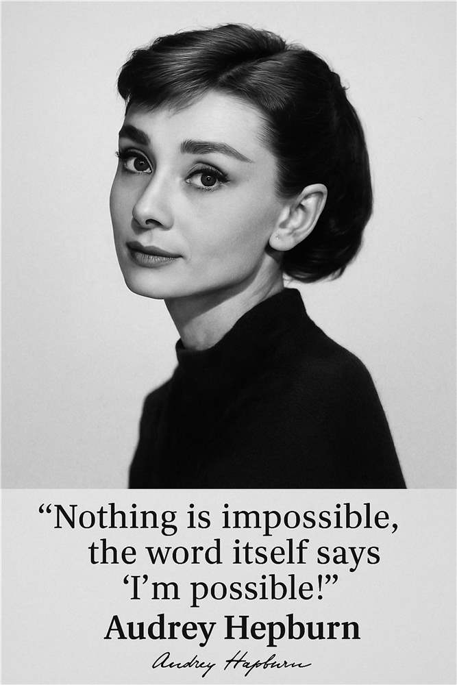 Inspirerende citat fra Audrey Hepburn plakat