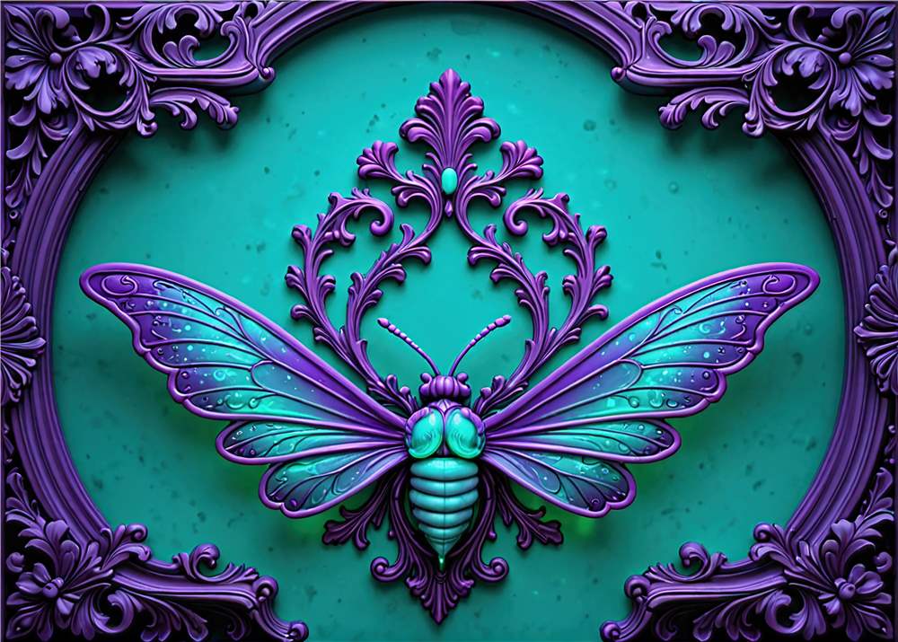 Ornamental Sommerfugl i Vivid Farver plakat