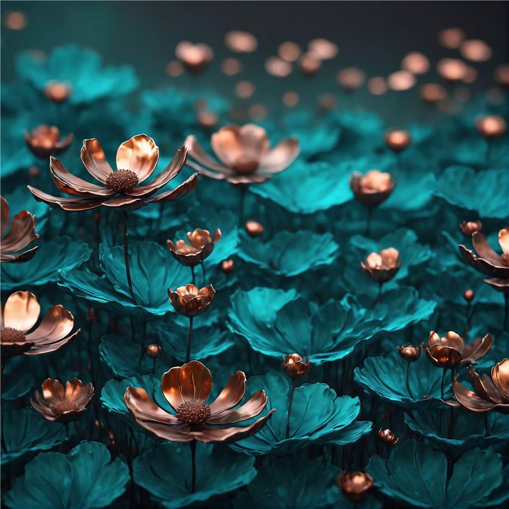 Sølvblomster på Teal Drøm plakat