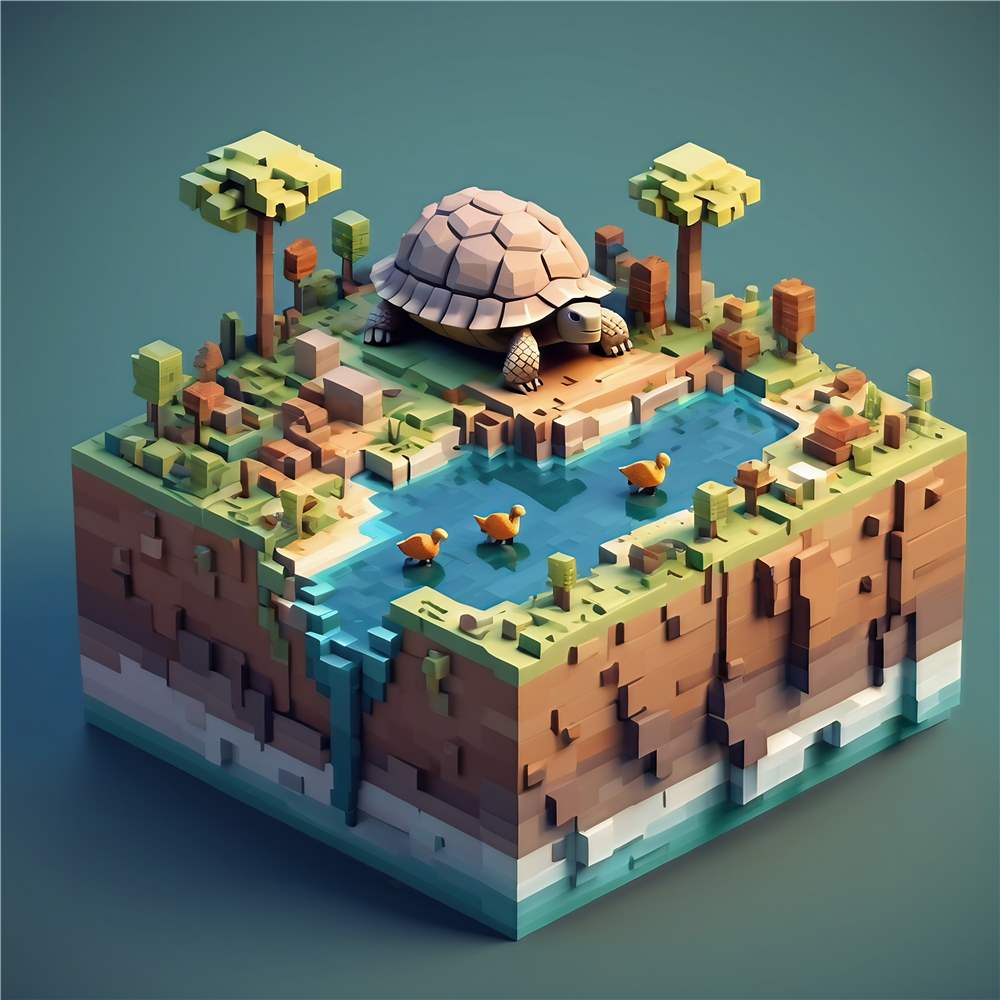 Fantastisk Skildpadde Habitat i 3D plakat
