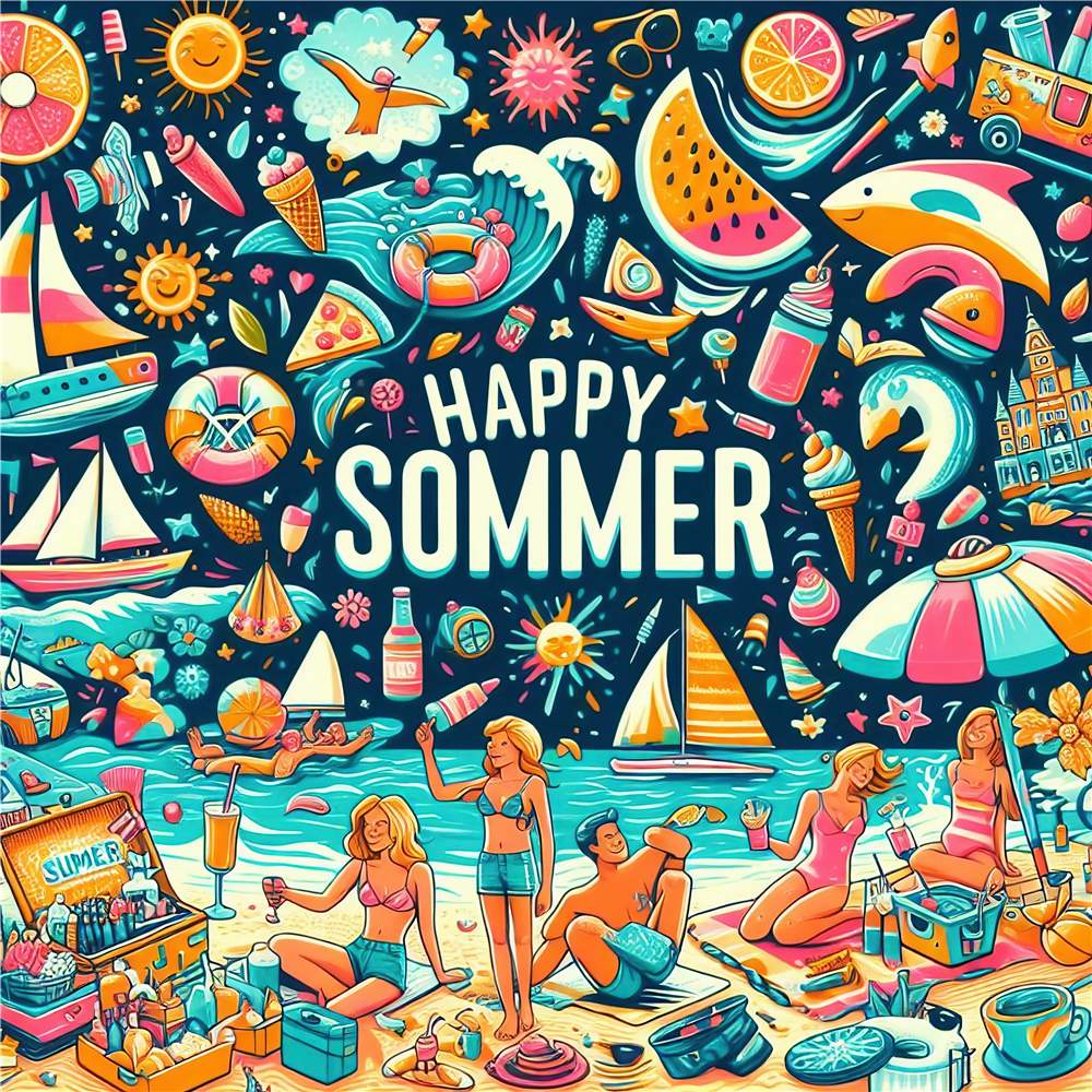 Farverig Strandfest: Sommerens Glæder plakat