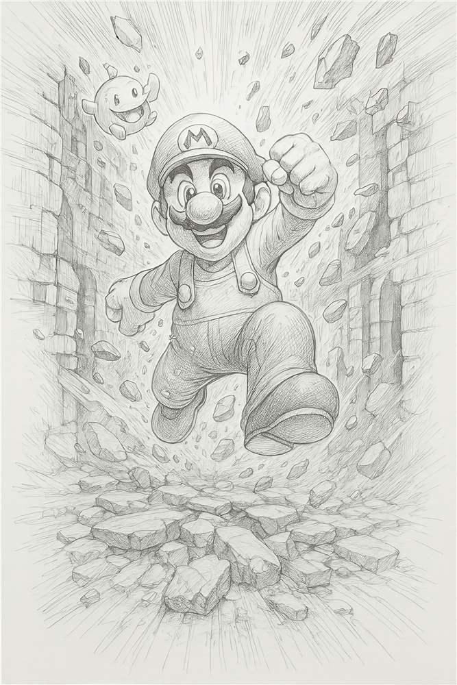 Mario på Eventyr: Kraftfuld Aktion plakat