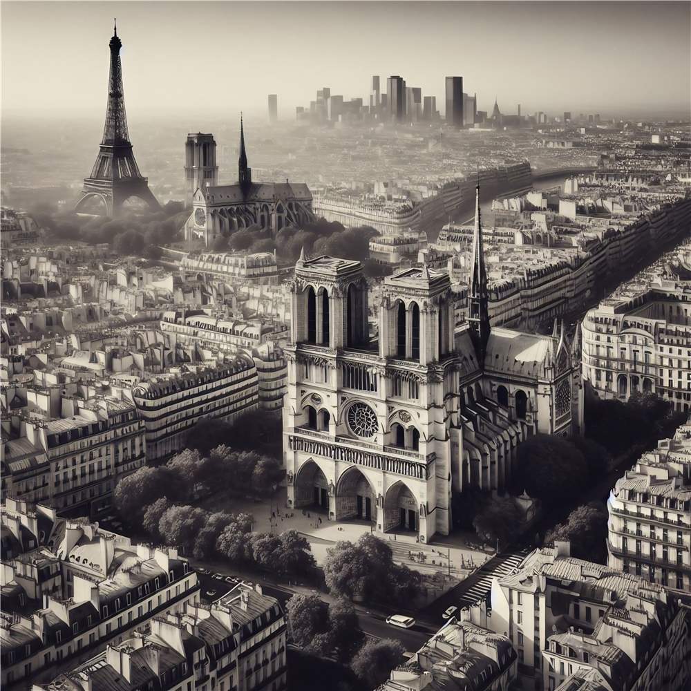 Paris' Ikoniske Skønhed i Sort-Hvid plakat